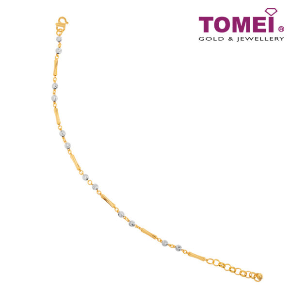 TOMEI Dual-Tune Beads and Bamboos Bracelet, Yellow Gold 916 (BB1104-E-2C)