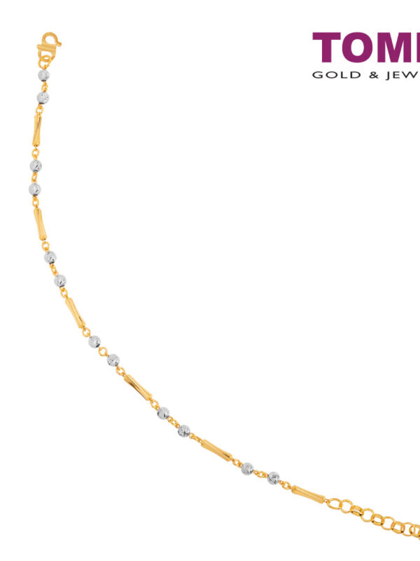 TOMEI Dual-Tune Beads and Bamboos Bracelet, Yellow Gold 916 (BB1104-E-2C)