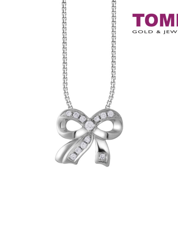 TOMEI Dazzle Bow Pendant, Diamond White Gold 750 (P6167)