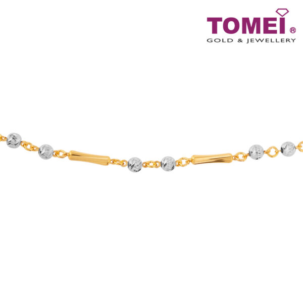 TOMEI Dual-Tune Beads and Bamboos Bracelet, Yellow Gold 916 (BB1104-E-2C)