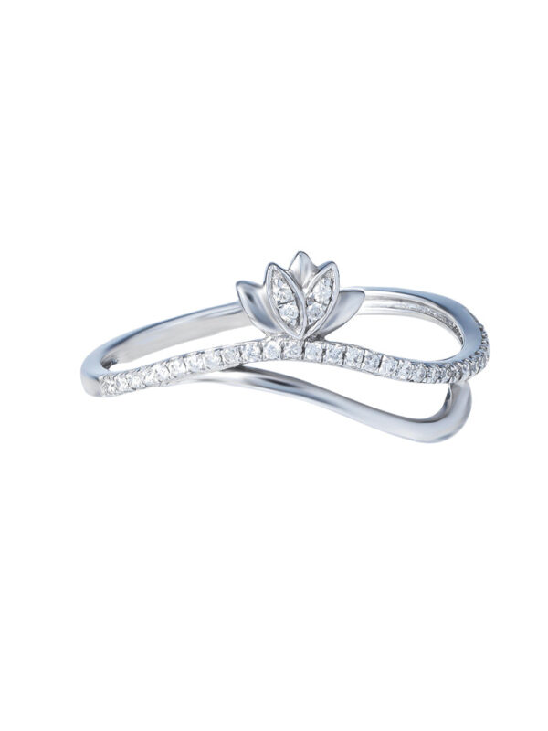 TOMEI Petal Flower Diamond Ring, White Gold 375