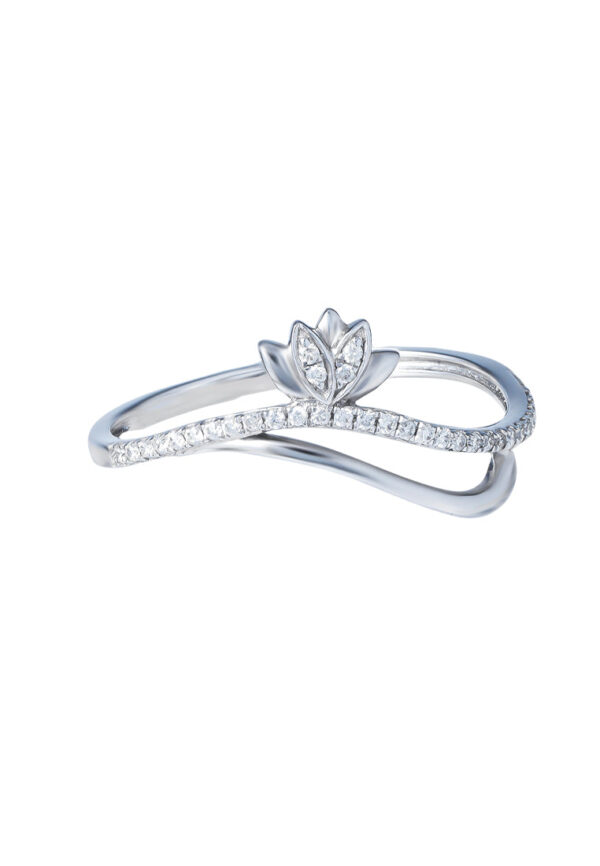 TOMEI Petal Flower Diamond Ring, White Gold 375