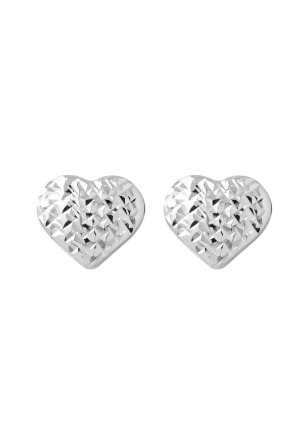 TOMEI Laser Cutting Heart Earrings, White Gold 585