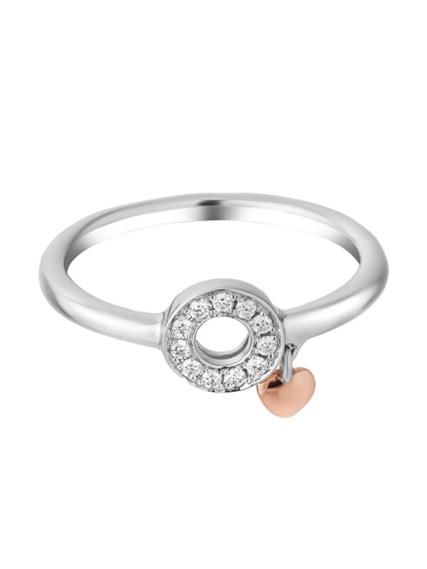TOMEI Glowing Heart Diamond Ring, White+Rose Gold 585 (R4951WR)