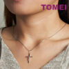 TOMEI Jesus Cross Pendant, White Gold 750