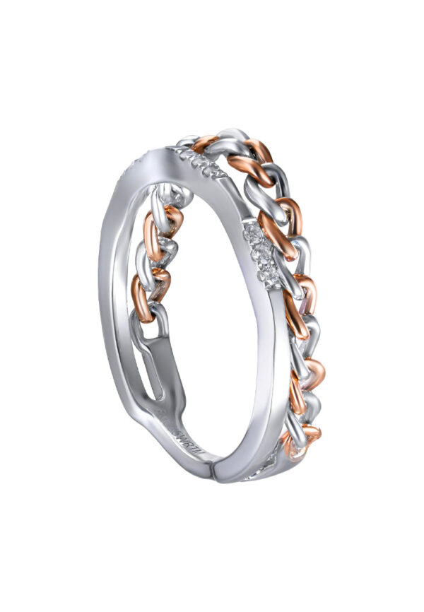 TOMEI Diamond Ring, White+Rose Gold 585