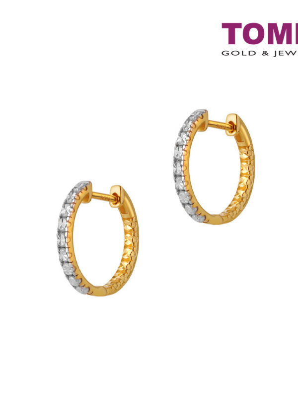 TOMEI Diamond Cut Collection Eternity Hoop Earrings, Yellow Gold 916
