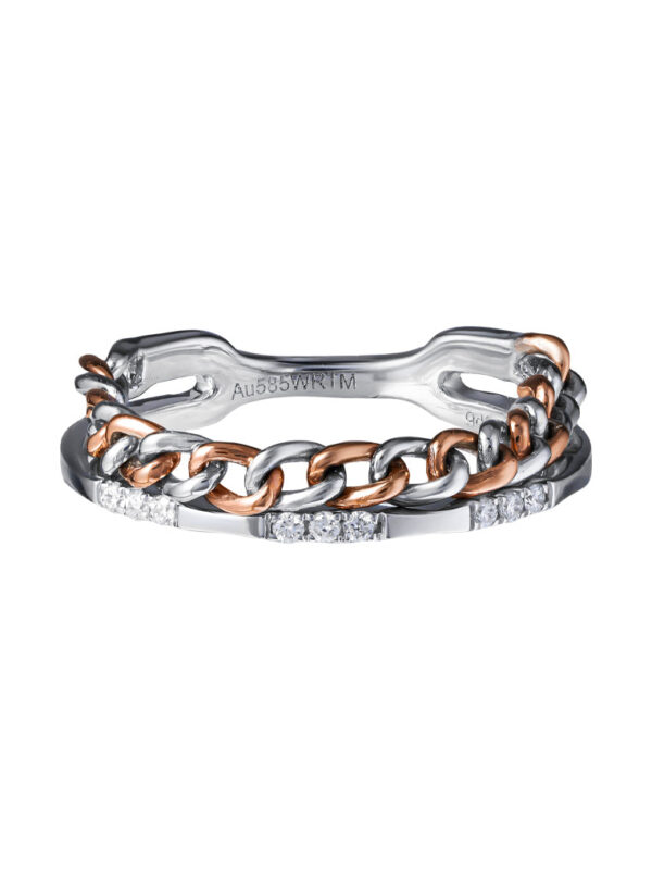 TOMEI Diamond Ring, White+Rose Gold 585