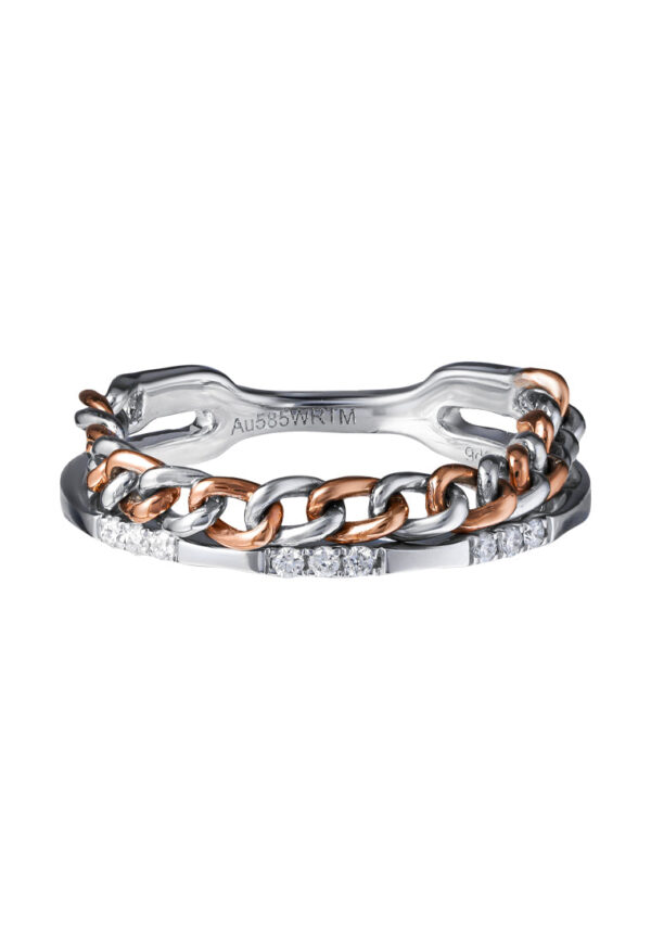 TOMEI Diamond Ring, White+Rose Gold 585