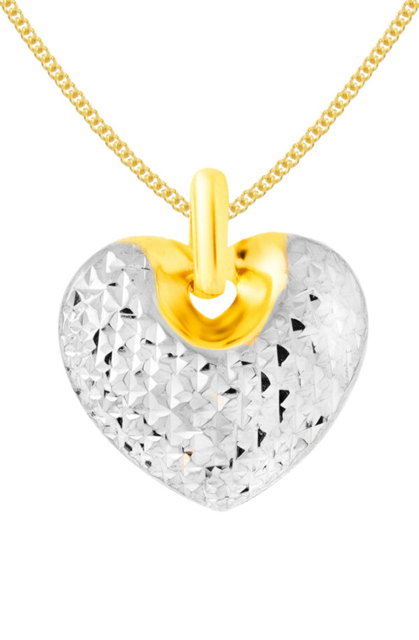 TOMEI Lusso Italia Dual Colour Heart Pendant, Yellow Gold 916