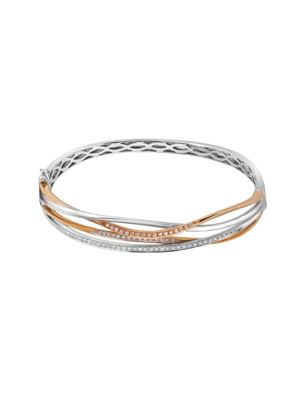 TOMEI Dual-Tone Diamond Bangle, White+Rose Gold 750 (B0932)