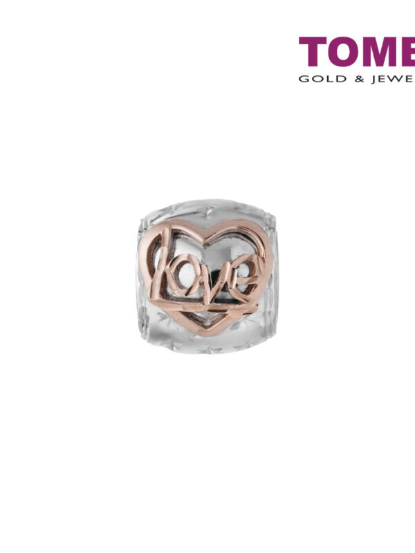 TOMEI Heart to Love Charm, White+Rose Gold 585