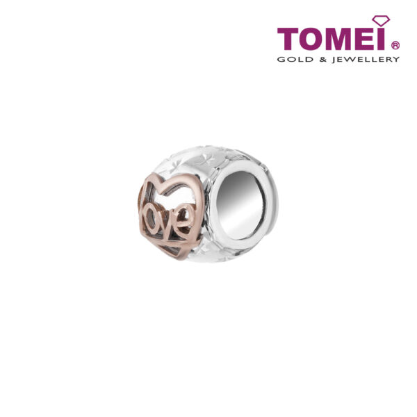 TOMEI Heart to Love Charm, White+Rose Gold 585