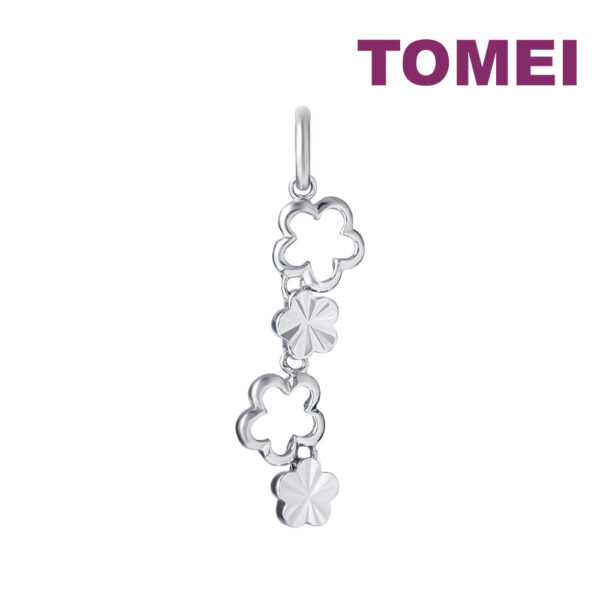 TOMEI Flower Pendant, White Gold 375