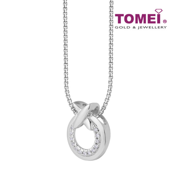 TOMEI Diamond Pendant Set, White Gold 585
