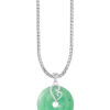 TOMEI Green Jade Circle Pendant, White Gold 750