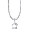 TOMEI Baby Bear Girl Pendant, White Gold 375
