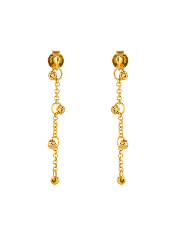 TOMEI Beads Dangling Earrings, Yellow Gold 916 (EE0068-1C)