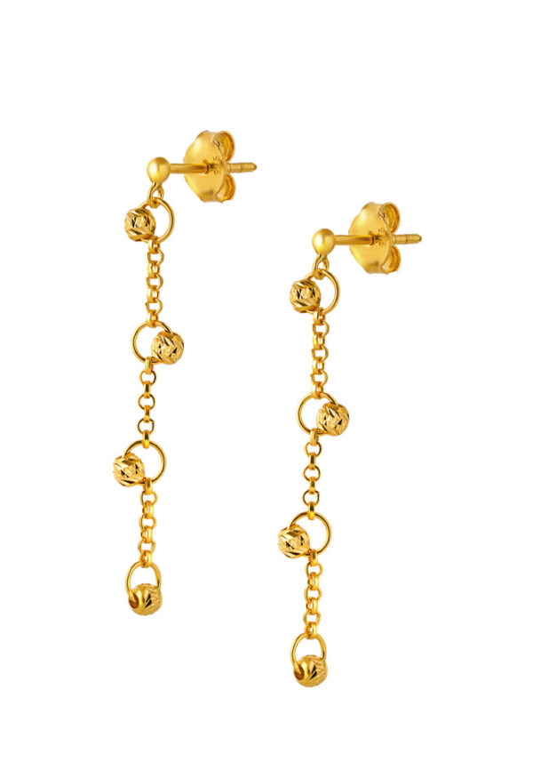 TOMEI Beads Dangling Earrings, Yellow Gold 916 (EE0068-1C)