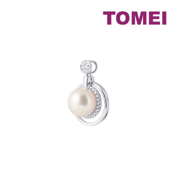 TOMEI Lustrous Pearl Pendant, White Gold 750