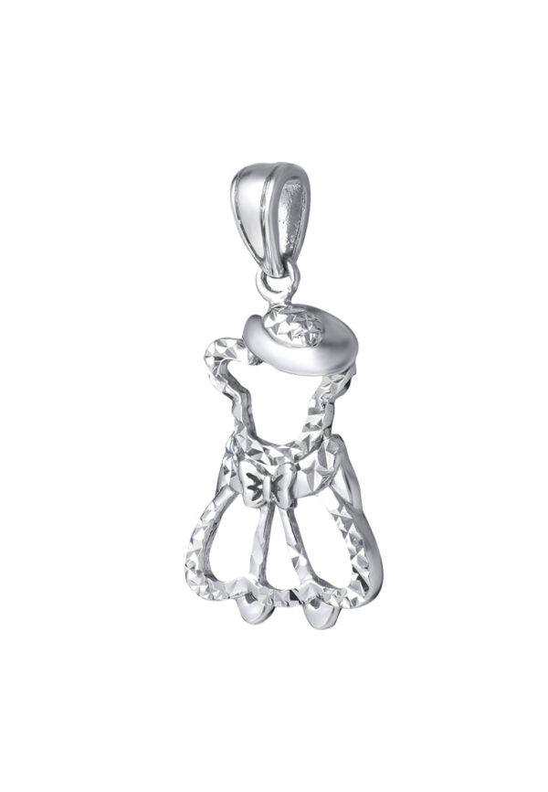 TOMEI Baby Bear Girl Pendant, White Gold 375