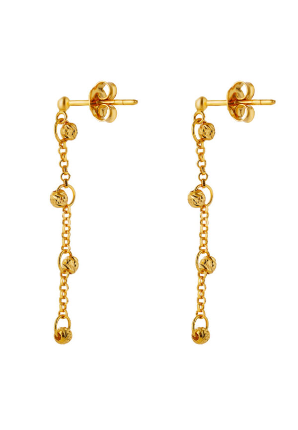 TOMEI Beads Dangling Earrings, Yellow Gold 916 (EE0068-1C)