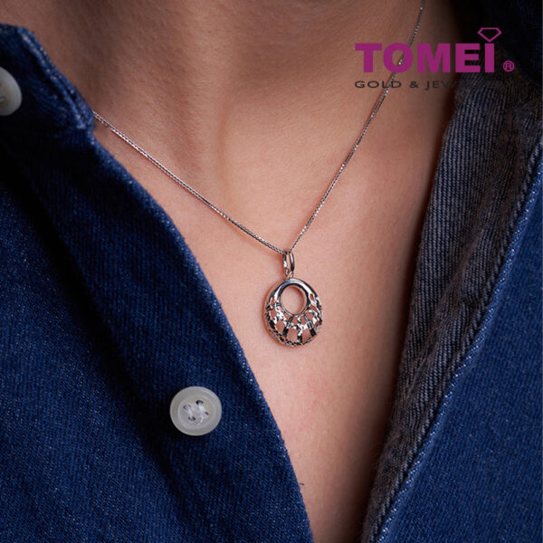 TOMEI Hollow-Out Pendant, White Gold 585
