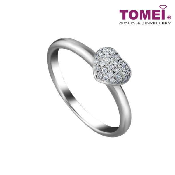 TOMEI Love Diamond Ring, White Gold 585 (R4133)