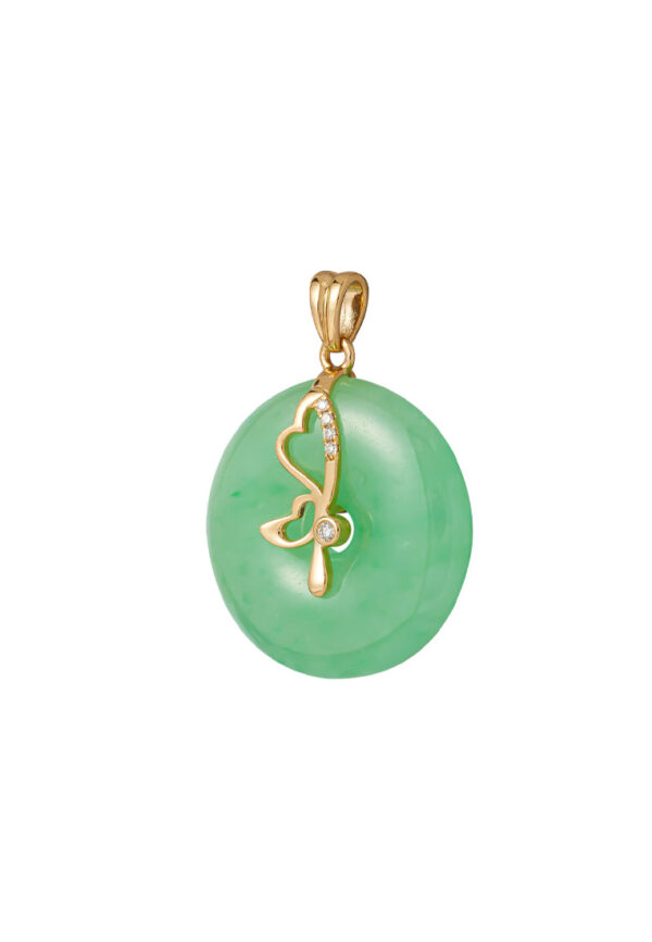 TOMEI Green Jade Circle Pendant, Yellow Gold 750