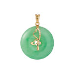 TOMEI Green Jade Circle Pendant, Yellow Gold 750