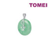 TOMEI Green Jade Circle Pendant, White Gold 750