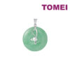 TOMEI Green Jade Circle Pendant, White Gold 750