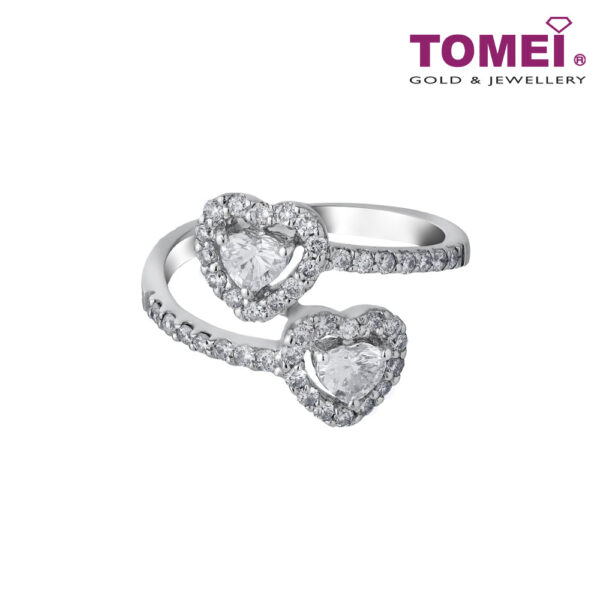 TOMEI Dwi-Hearts Diamond Ring, White Gold 750 (DO0122362)