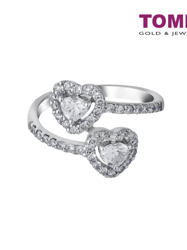 TOMEI Dwi-Hearts Diamond Ring, White Gold 750 (DO0122362)
