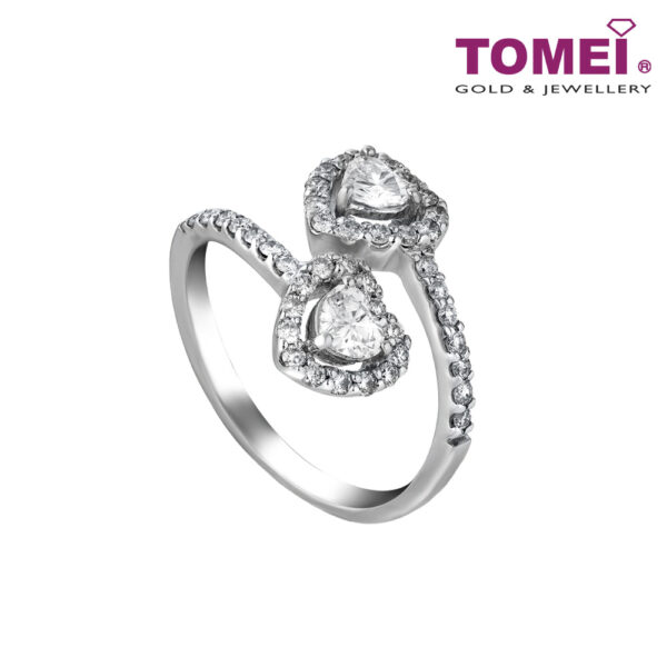 TOMEI Dwi-Hearts Diamond Ring, White Gold 750 (DO0122362)