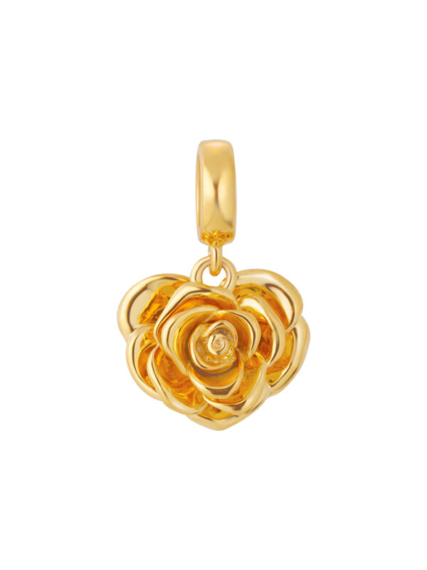 TOMEI Petal of Heart Charm, Yellow Gold 916 (TM-YG1056P-1C)