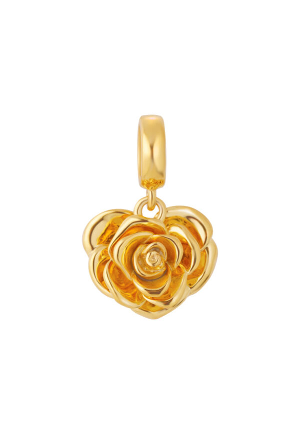TOMEI Petal of Heart Charm, Yellow Gold 916 (TM-YG1056P-1C)