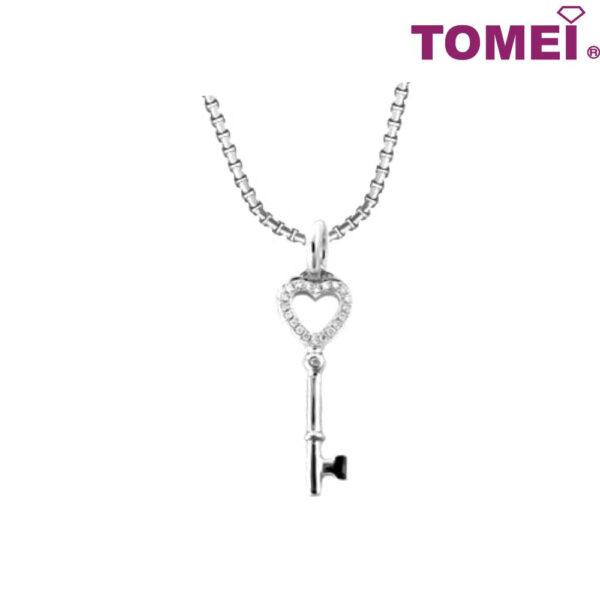 TOMEI Key of Love Diamond Pendant Set, White Gold 585 (P4134)