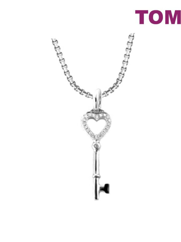 TOMEI Key of Love Diamond Pendant Set, White Gold 585 (P4134)