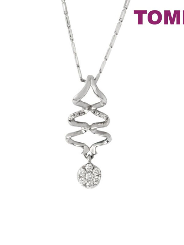 Diamond Necklace of Diamante Floral with Swirling Sensuality | Tomei White Gold 375 (9K) (P4545)