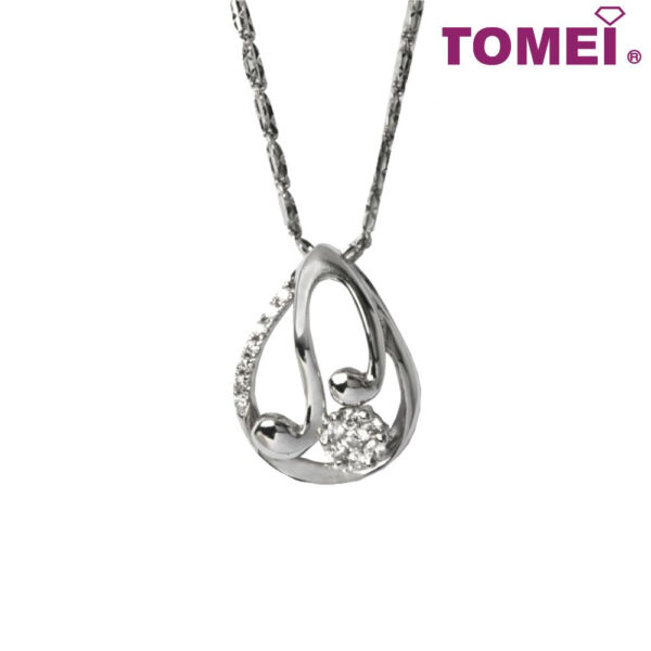 TOMEI Drop of Splendorous Glitter Diamond Pendant Set, White Gold 375 (P2642V)