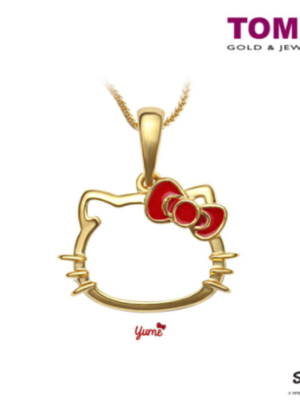 TOMEI x Hello Kitty Yume with Red Bow Pendant, Yellow Gold 916 (HK-YG0453P-EC-2.15G)