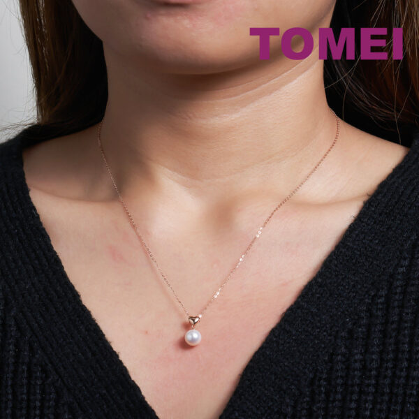 TOMEI Rouge Collection Petite Love Pearl Necklace, Rose Gold 750