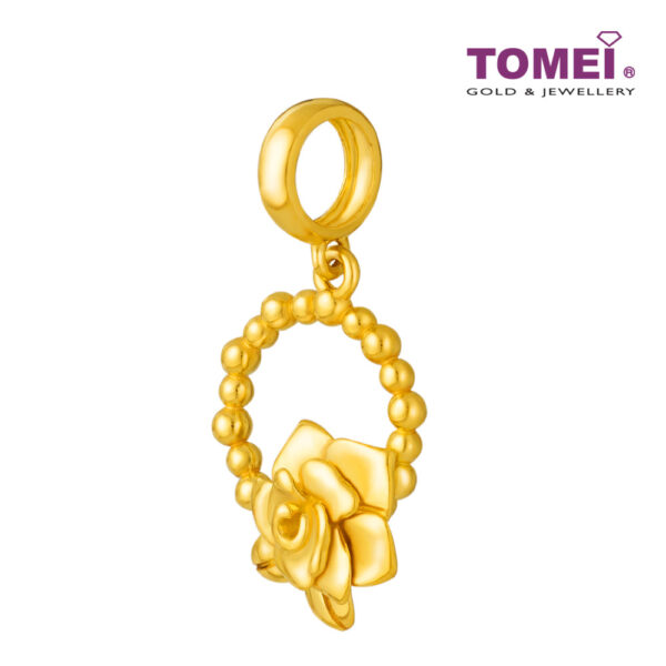 TOMEI Rose in Circular Motion Charm, Yellow Gold 916
