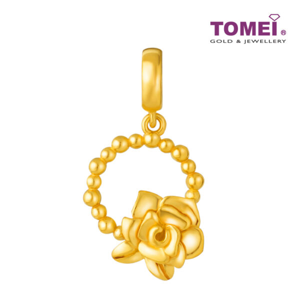 TOMEI Rose in Circular Motion Charm, Yellow Gold 916