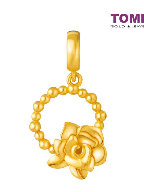 TOMEI Rose in Circular Motion Charm, Yellow Gold 916