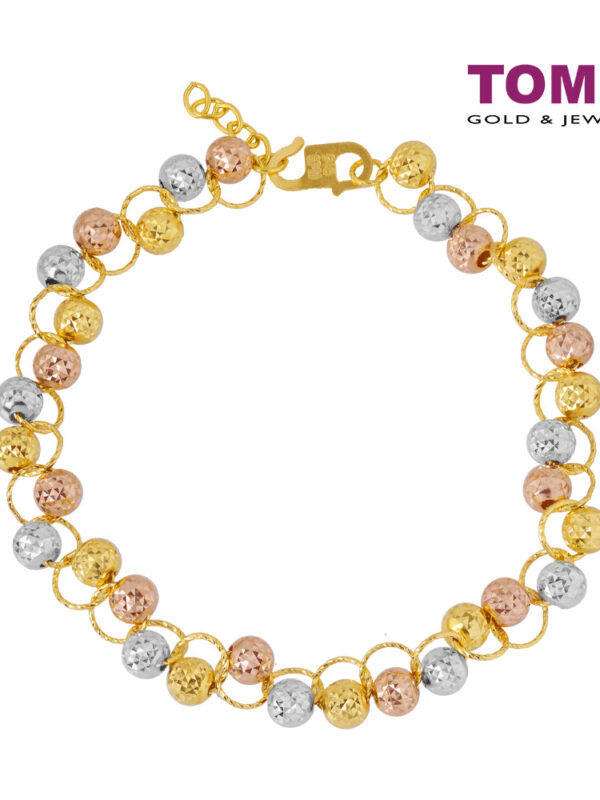 TOMEI Tri-Tone Entwined Beads Bracelet, Yellow Gold 916