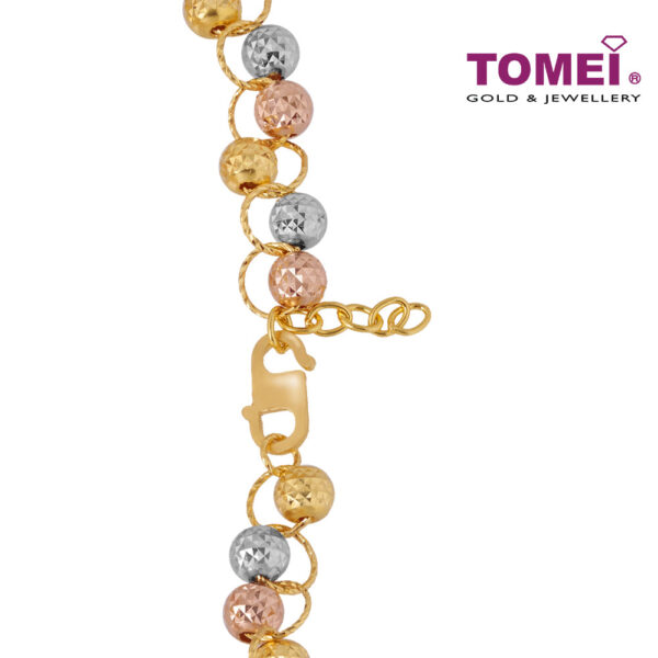 TOMEI Tri-Tone Entwined Beads Bracelet, Yellow Gold 916