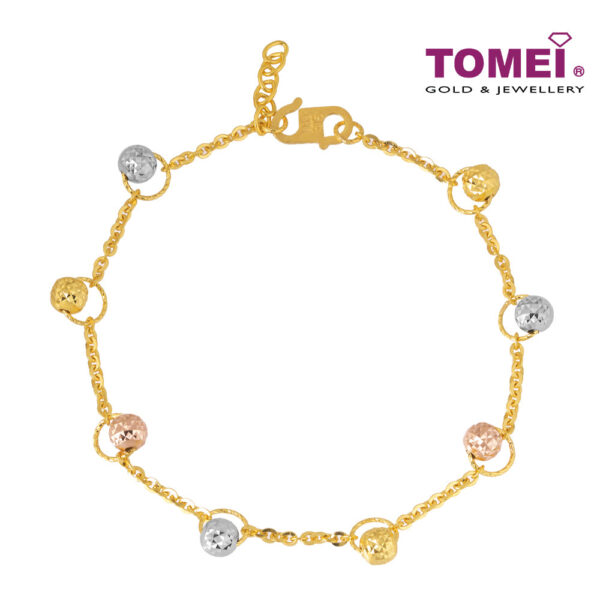 TOMEI Tri-Tone Beads Bracelet, Yellow Gold 916