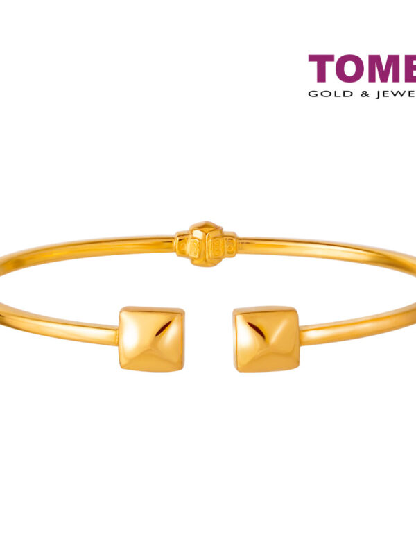 TOMEI Quadrated Art Deco-esque Bangle, Yellow Gold 916